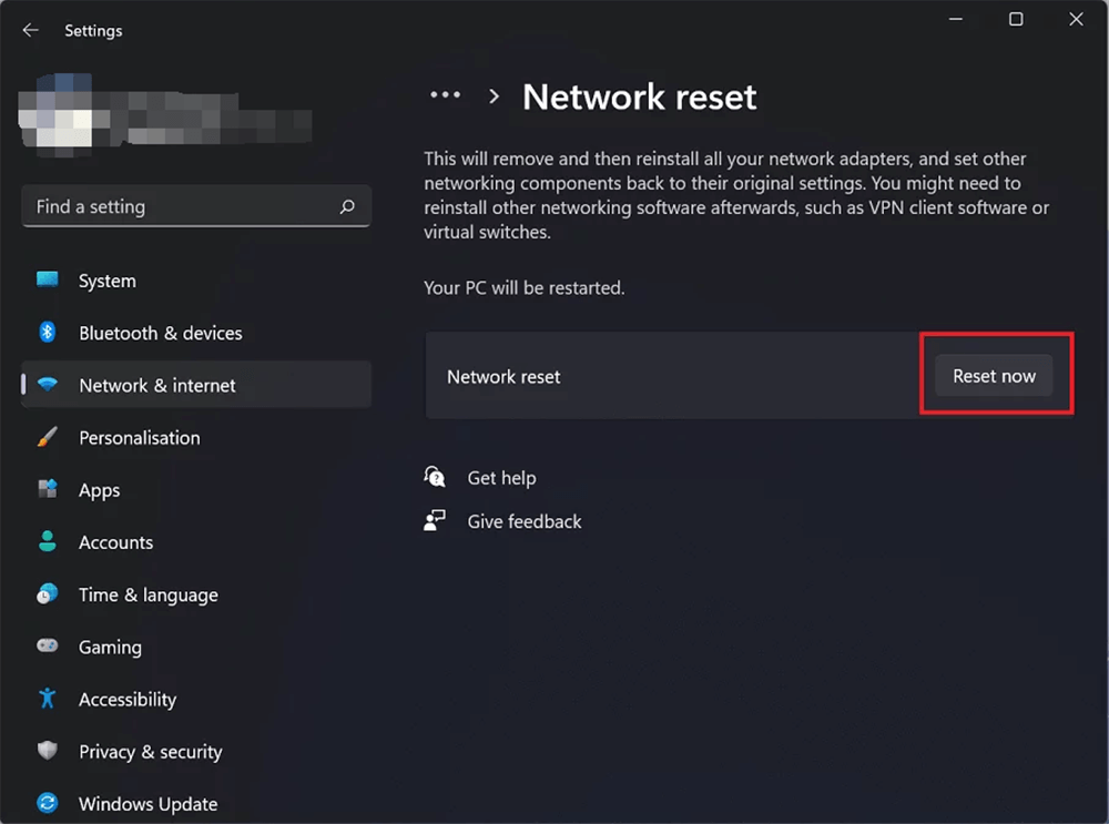 网络重置 网络重置