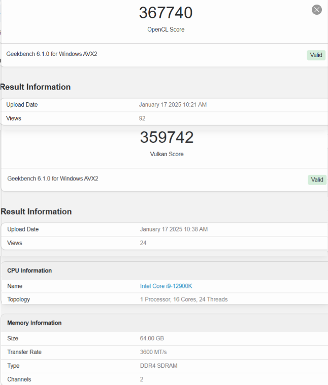 opencl等测试信息 opencl等测试信息