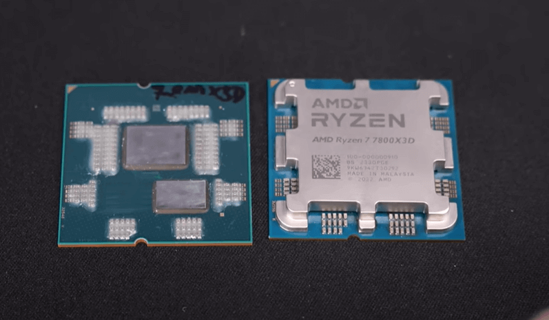 左裸die 7800x3d与右假冒7800x3d 左裸die 7800x3d与右假冒7800x3d